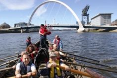 GalGael on the Clyde, Glasgow, in a boat built by themselves - courtesy of Bernie Whyte